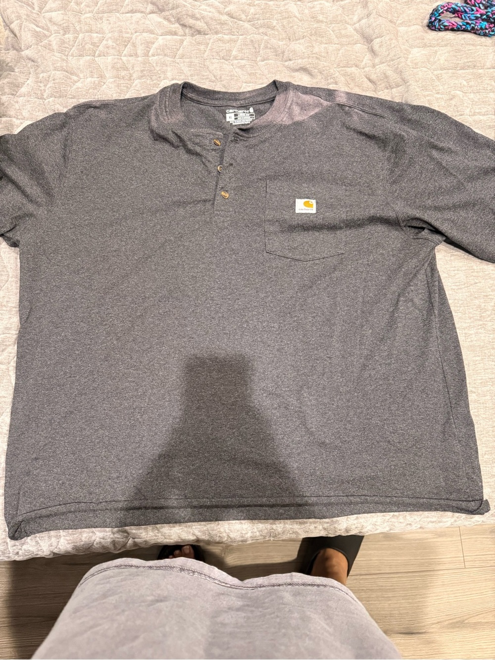 Carhartt Men’s Dark Heather Gray Short-Sleeve Henley Pocket Shirt